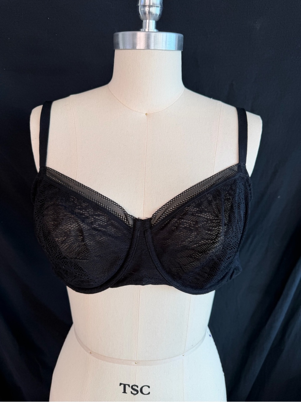 Soma 34DDD Sheer Black Lace Underwire Bra